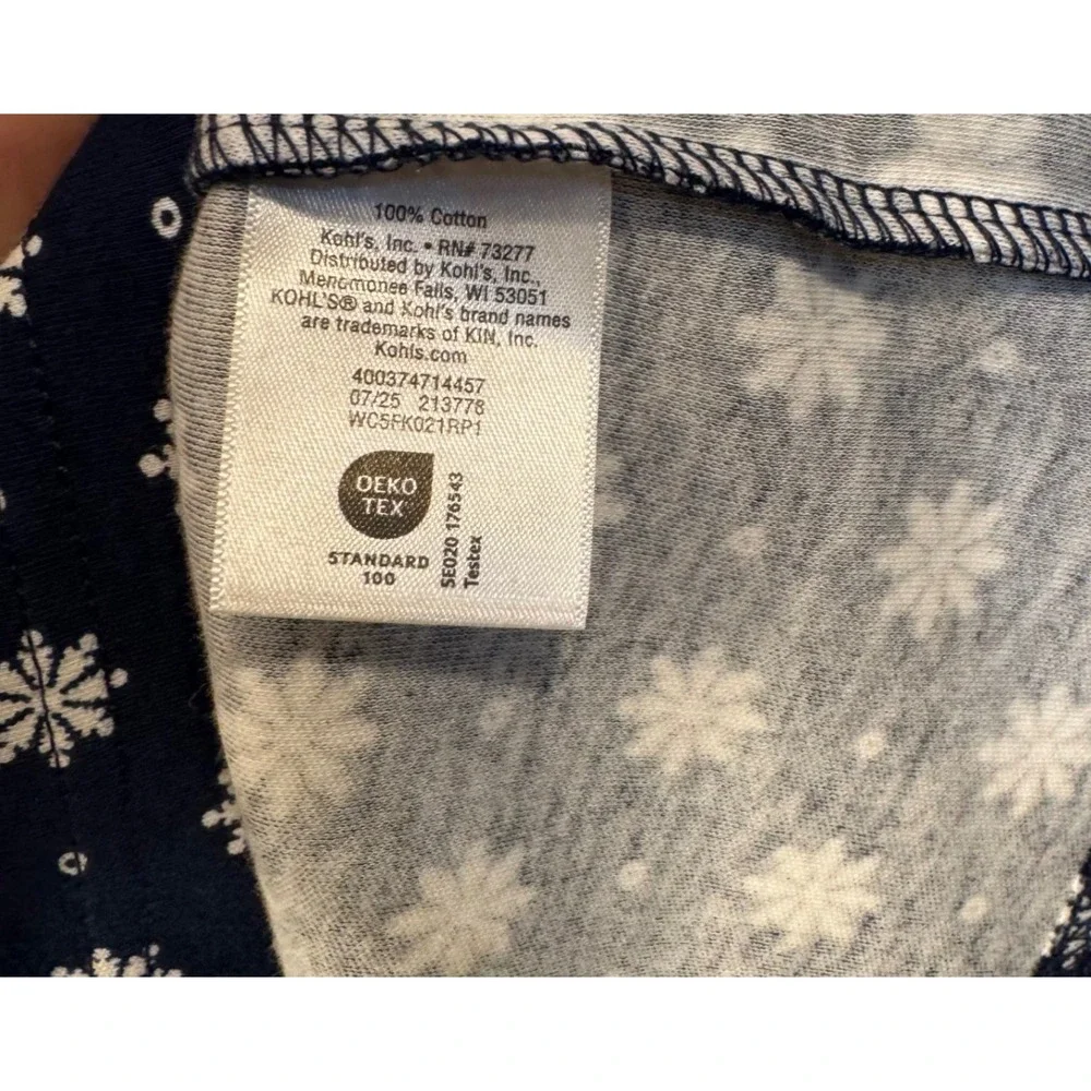 Croft & Barrow Boatneck Tee Women XXL Blue Snowflake 3/4 Sleeve Cotton‎ Top NEW